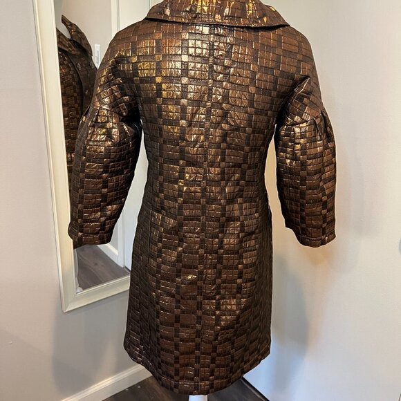 Vertigo Paris Bronze Amelia Metallic cropped sleeve trench jacket, Size Small - Picture 13 of 16